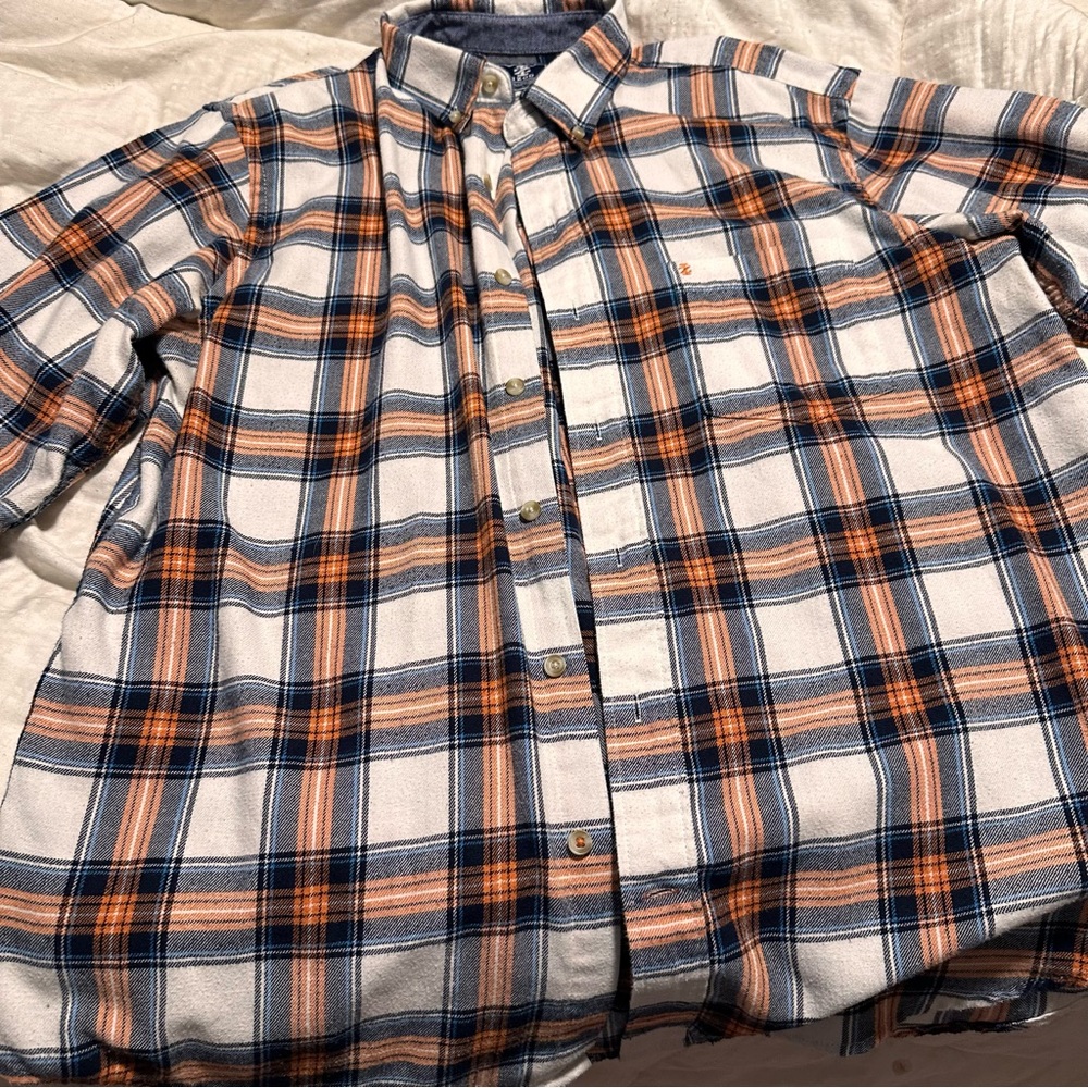 Izod Blue and Orange Casual Button Down Shirt
